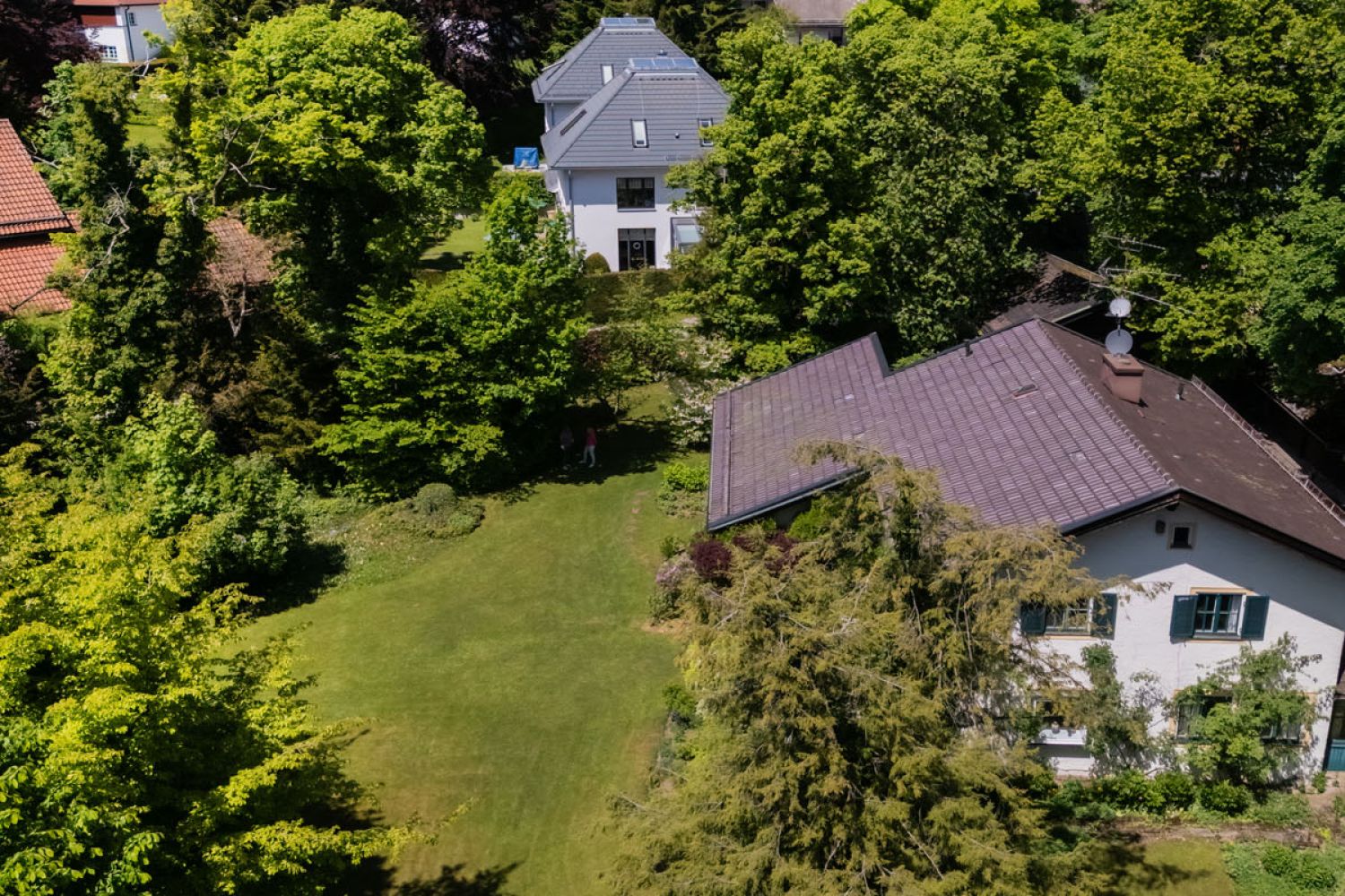 Luftaufnahme von Grundstück mit Altbestand in Schäftlarn