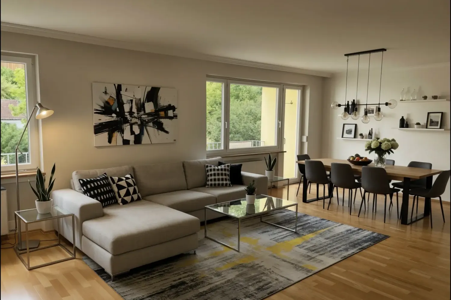 Wohnzimmer von Wohnung zum Kauf  in München Bogenhausen in ruhiger Lage.